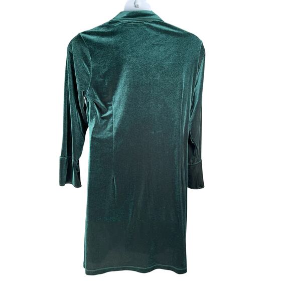 Calvin Klein Dress Womens Plus 16W Dark Green Velvet Velour Collared Twist Front - Picture 4 of 9